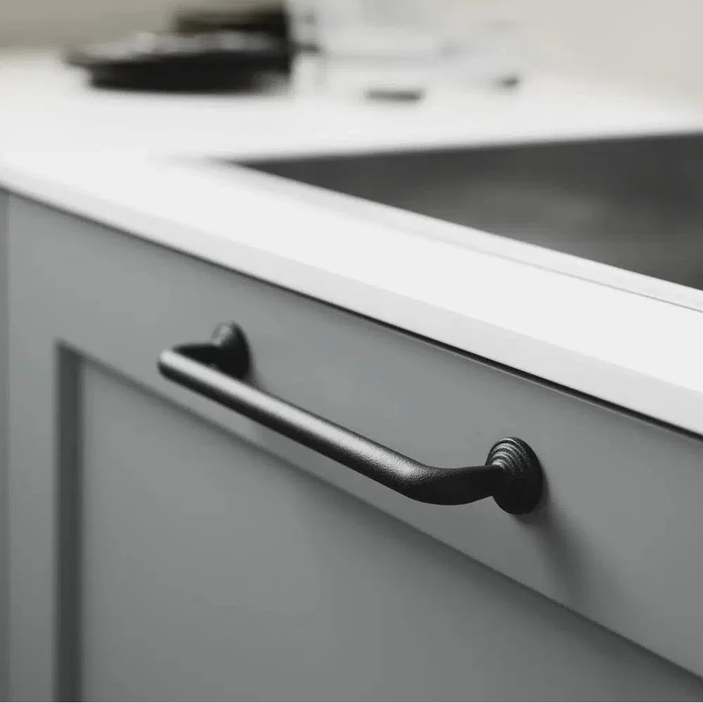 Matte Black "Motion" Knob and Drawer Pull.