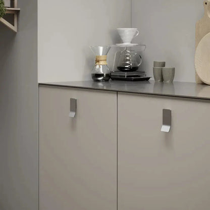 Satin Steel "Leaf" Tab Drawer Pulls.