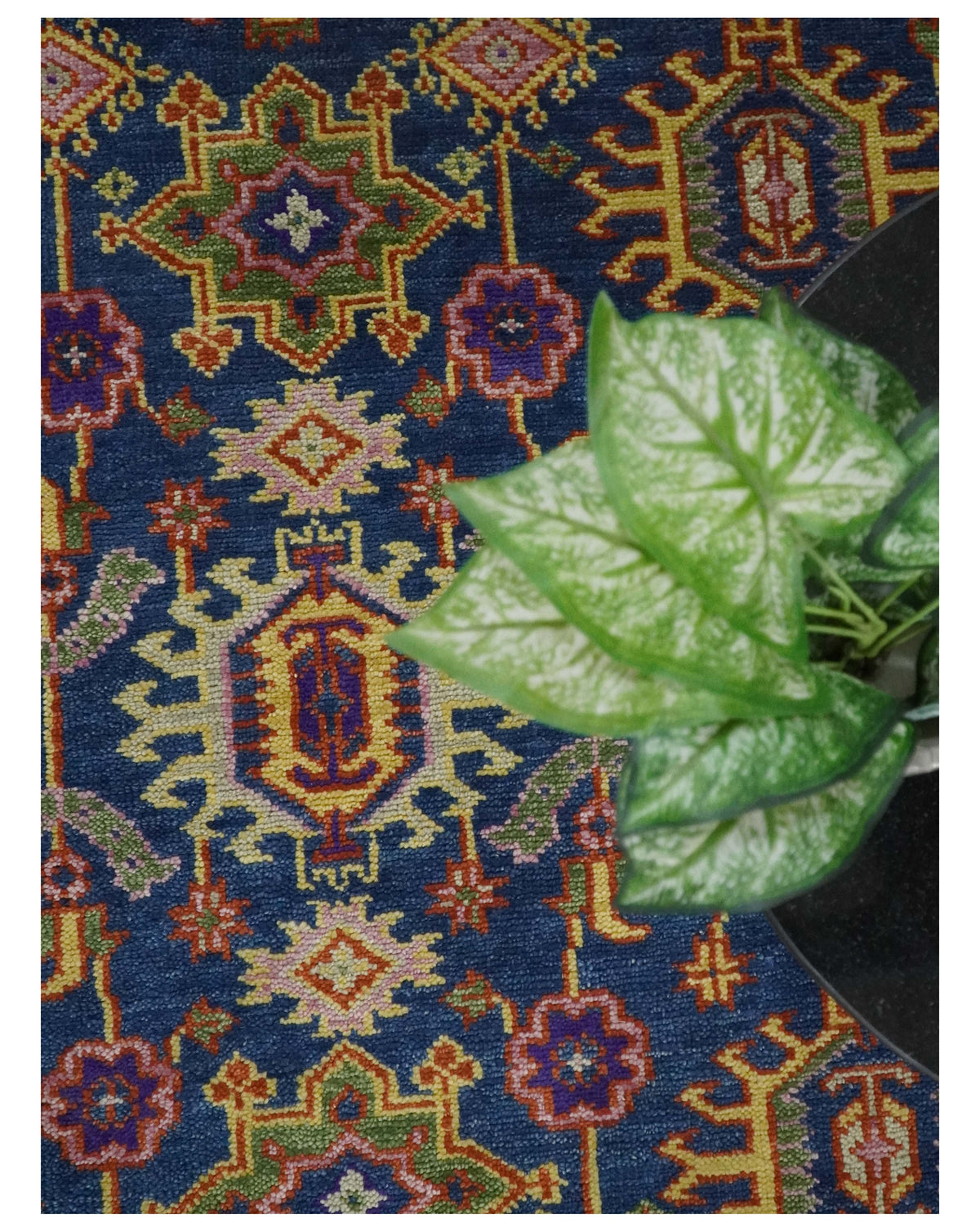 Custom Made Hand Knotted Blue, Gold and Beige Oriental Oushak wool Area Rug.
