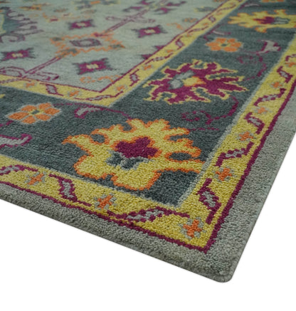 Custom Made Silver, Charcoal and Purple Traditional Oriental Hand Knotted wool Rug.