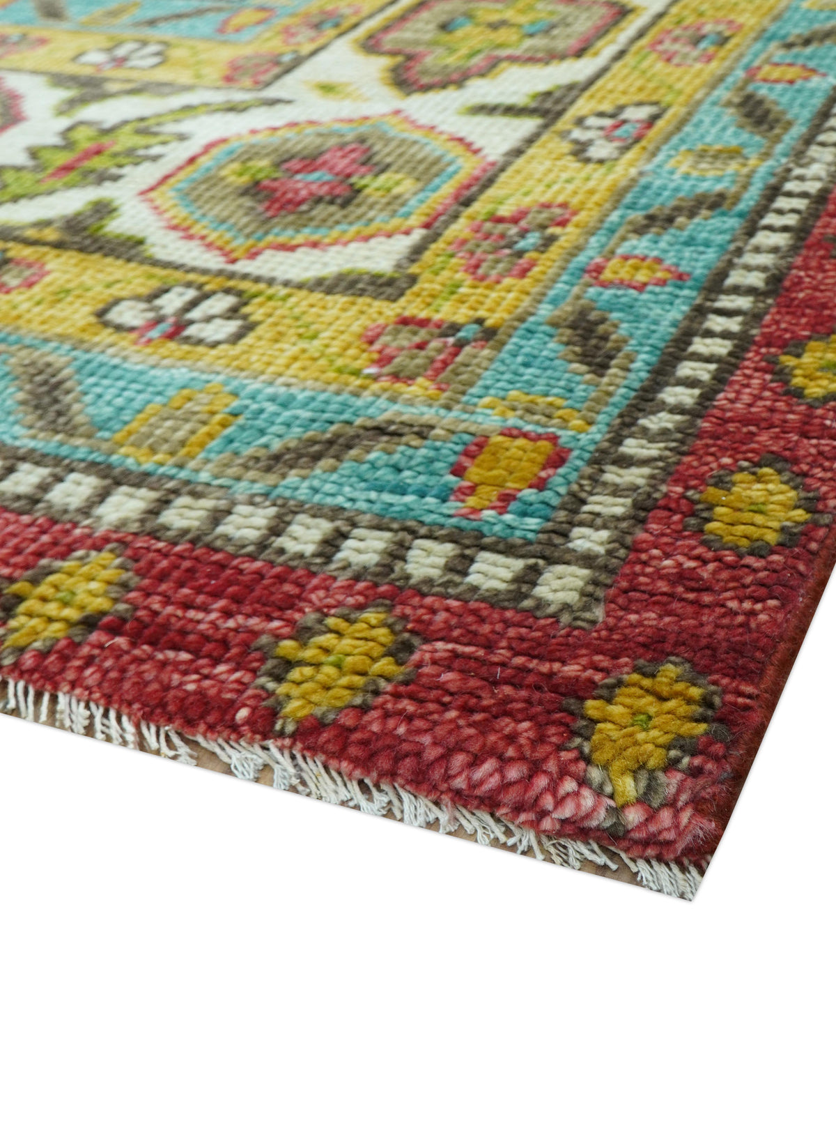 Custom Made Traditional Serapi Red And Blue Hand Knotted Wool Rug.