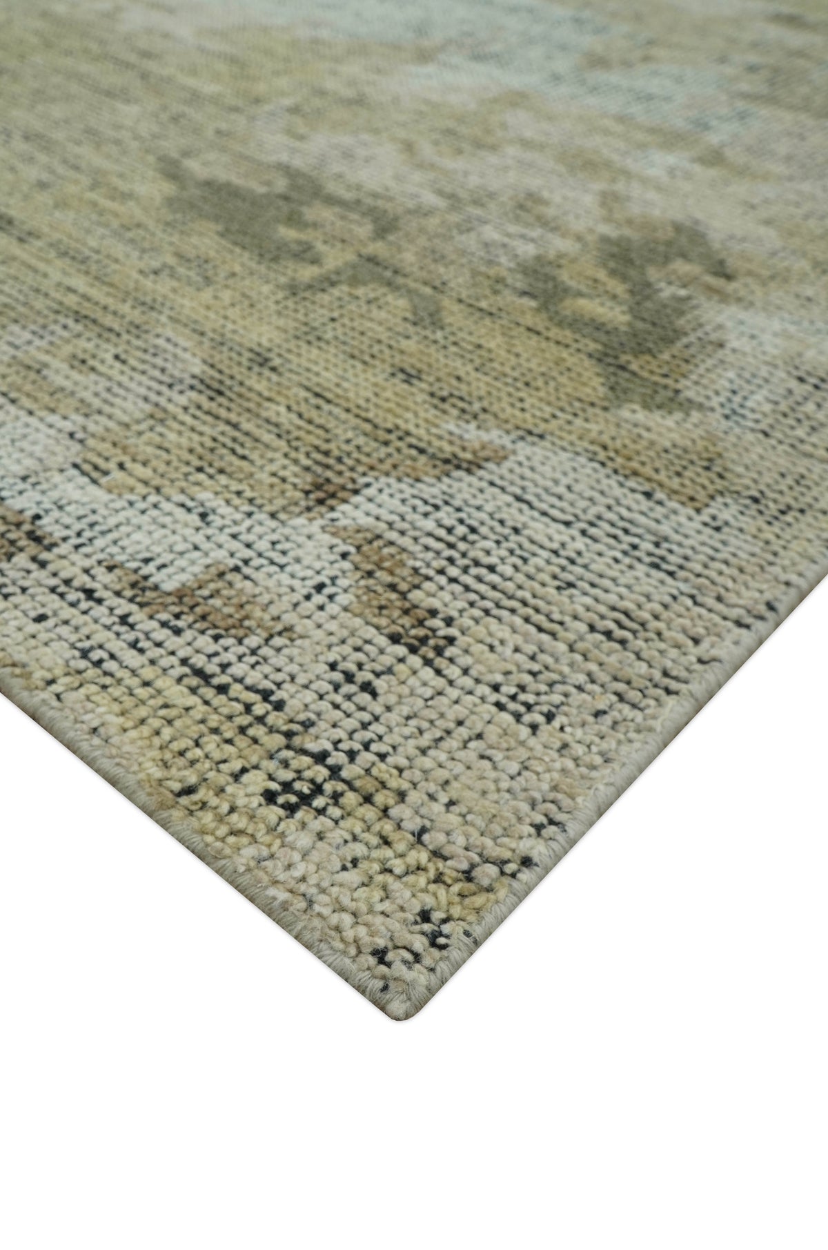 Brown And Silver Abstract Design Hand Knotted Custom Made wool rug.
