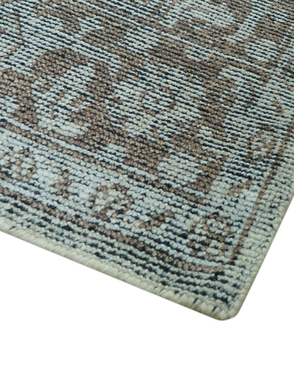 Jewel Custom Made Hand Knotted Traditional Design Brown Wool Area Rug.