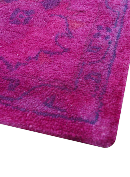 Custom Made Overdyed Pink Traditional Oushak Hand Tufted Wool Area Rug.