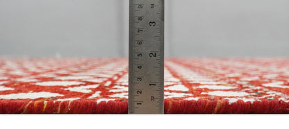 4x6 and 9x12 Hand Knotted Rust and White Modern Contemporary Southwestern Tribal Trellis Recycled Silk Area Rug | OP7.