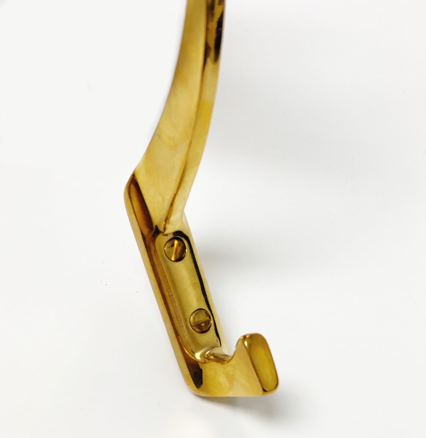 Unlacquered Polished Brass "Zen" Wall Coat and Hat Hook.