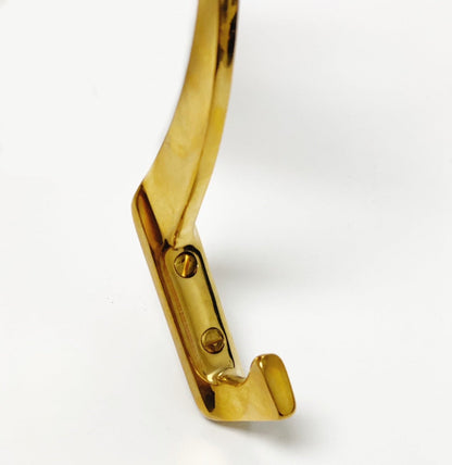 Unlacquered Polished Brass "Zen" Wall Coat and Hat Hook.