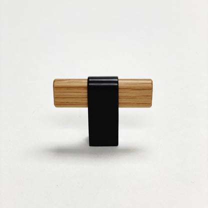Oak Wood and Black "Crossing" Cabinet Knob and Drawer Handles