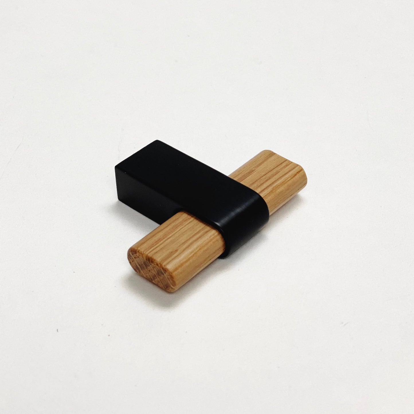 Oak Wood and Black "Crossing" Cabinet Knob and Drawer Handles