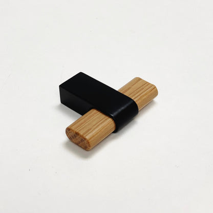 Oak Wood and Black "Crossing" Cabinet Knob and Drawer Handles