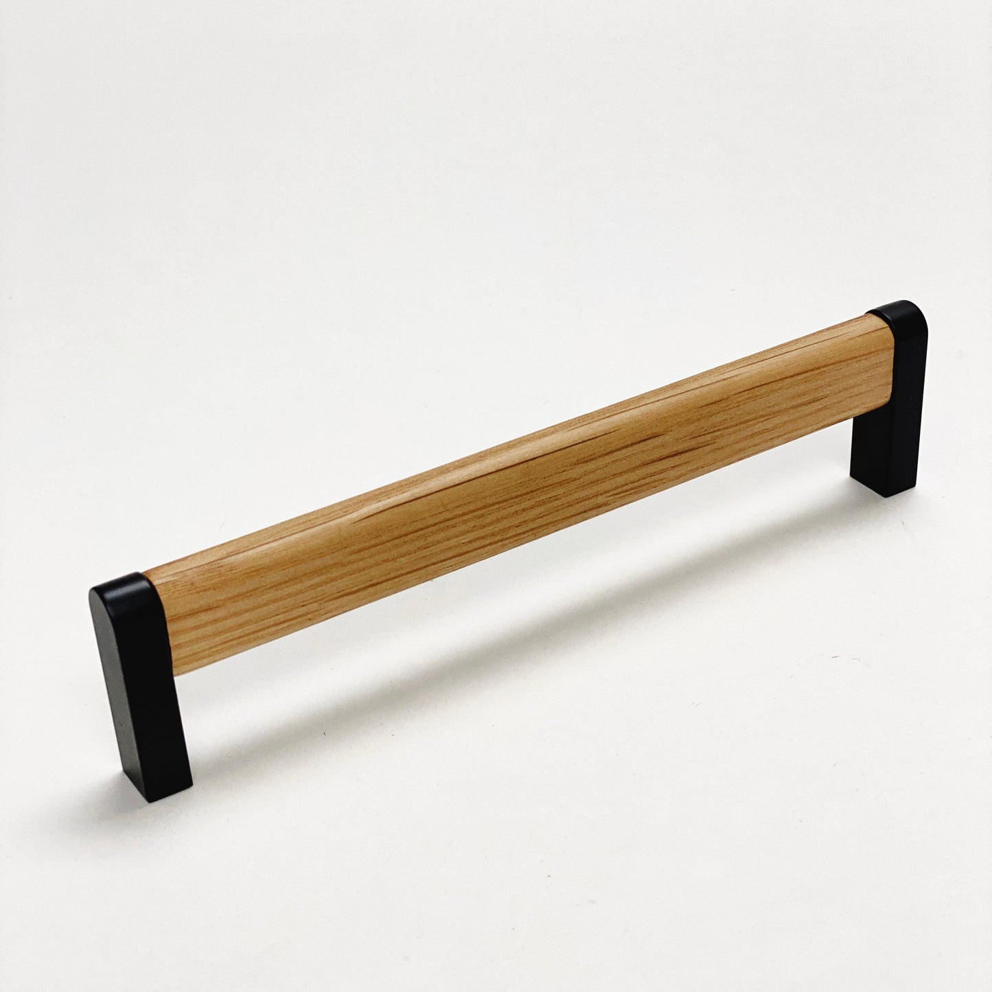 Oak Wood and Black "Crossing" Cabinet Knob and Drawer Handles