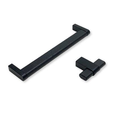 Metal and Black Wood "Crossing" Cabinet Knob and Drawer Handles