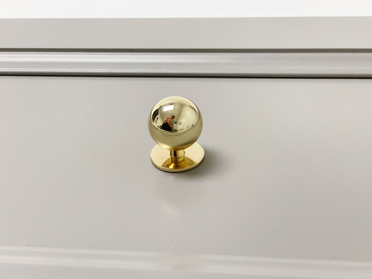 Polished Brass "Chandler" Ball Round Cabinet Knob.