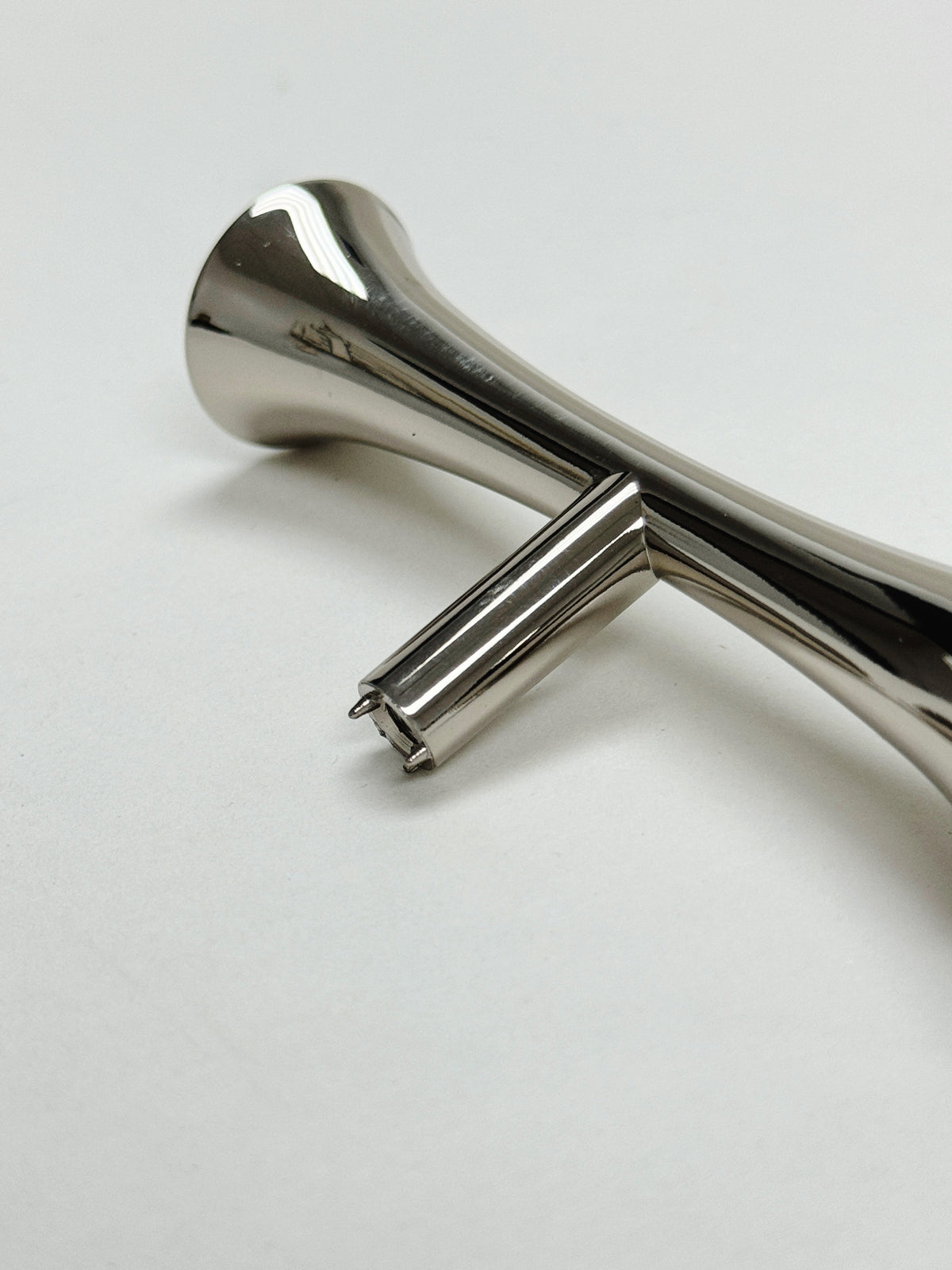 Hourglass "MCM 01" Polished Nickel Mid-Century Cabinet Pull.