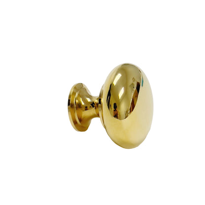Unlacquered Brass "Eloise" Round Cabinet Knob.
