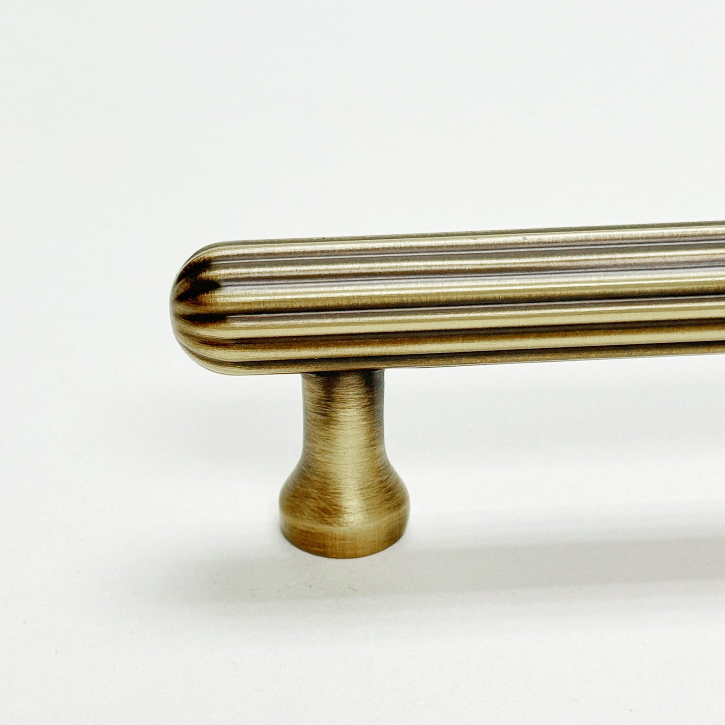 Fluted Antique Brass "Jewel" Ridge Cabinet Knobs and Pulls