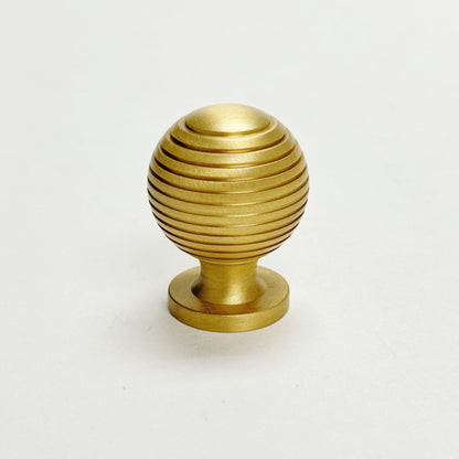 Satin Brass "Sweet" Beehive Cabinet Knob and Drawer Pulls.