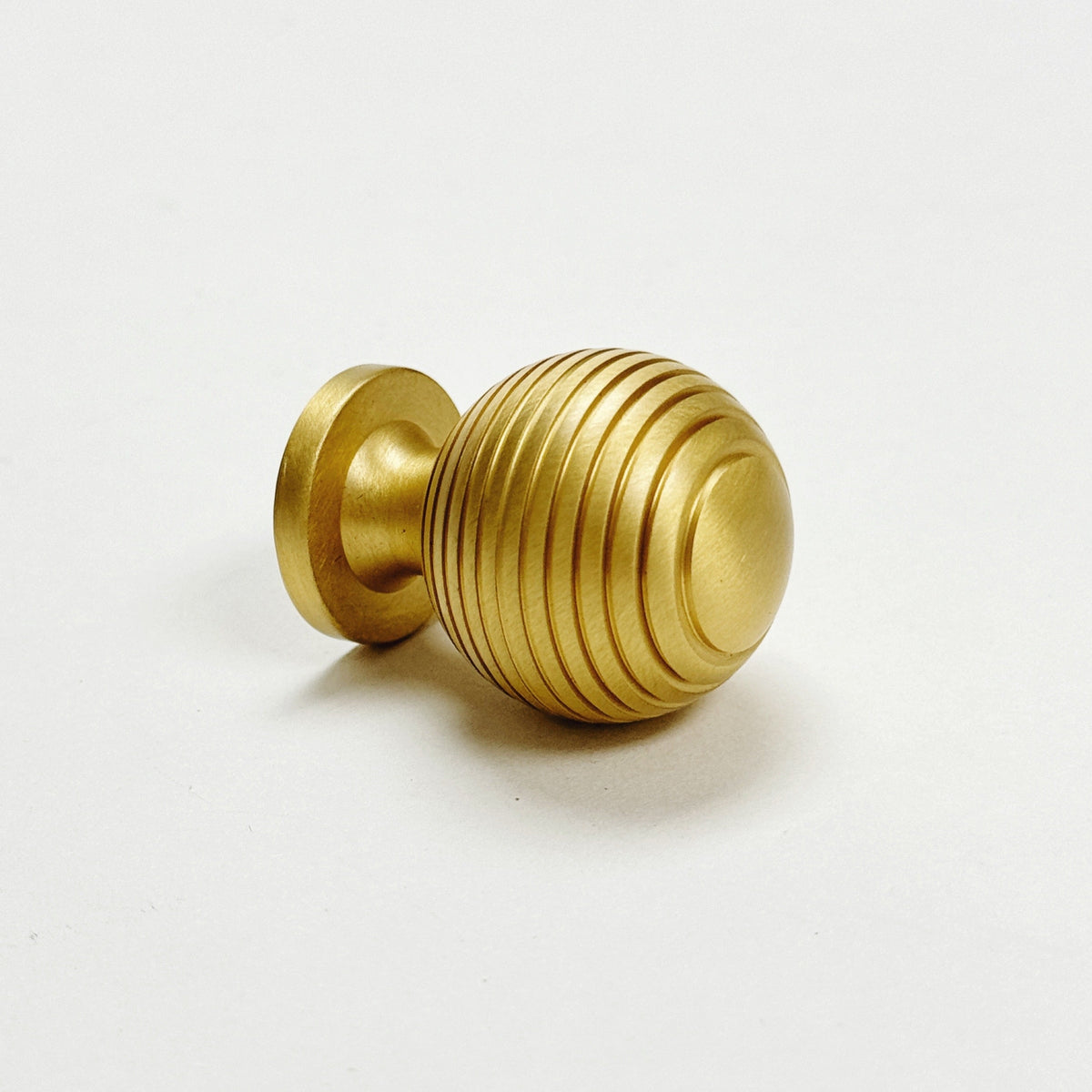 Satin Brass "Sweet" Beehive Cabinet Knob and Drawer Pulls.
