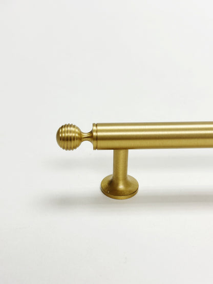 Satin Brass "Sweet" Beehive Cabinet Knob and Drawer Pulls.