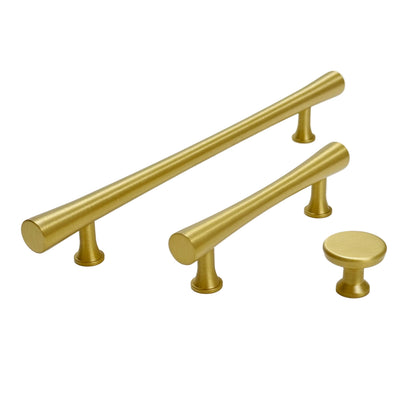 Satin Brass Cabinet Hardware "Collin" Drawer Pulls and Cabinet Knobs.