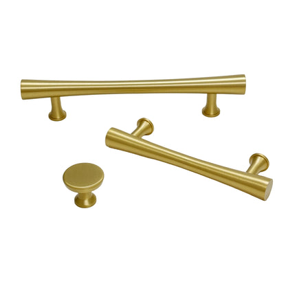 Satin Brass Cabinet Hardware "Collin" Drawer Pulls and Cabinet Knobs