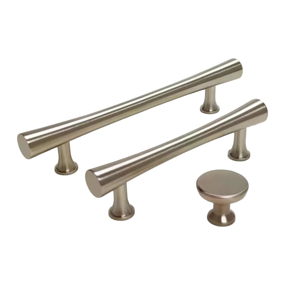 Brushed Nickel Cabinet Hardware "Collin" Drawer Pulls and Cabinet Knobs.