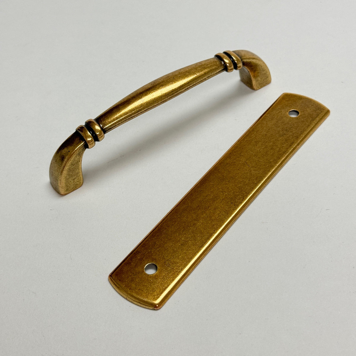 Backplate Antique Brass "Portofino" Drawer Pull and Knob.