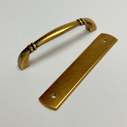 Backplate Antique Brass "Portofino" Drawer Pull and Knob.