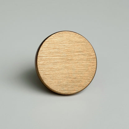 Round Brushed Bronze "Plato" Flat Cabinet Knob.