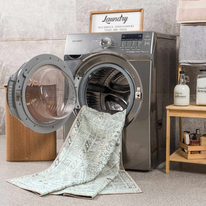 Barny Sage Flat Pile Washable Rug