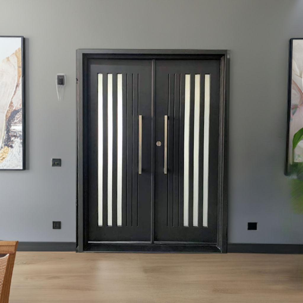 Alta double doors with slim frosted glass