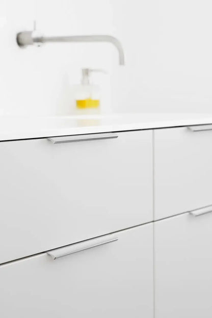 Bright Anodized "Edge Straight" Tab Drawer Pulls.