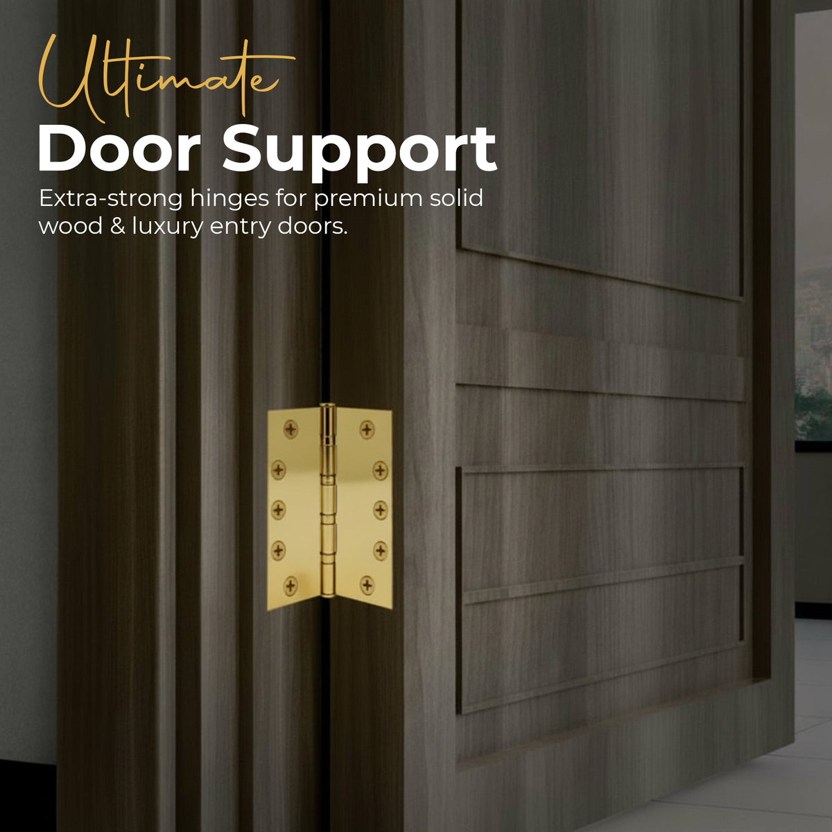 5x5 Inch Solid Brass Ball Bearing Entrance Door Hinge - Polished Brass (Super Heavy Duty 5MM).