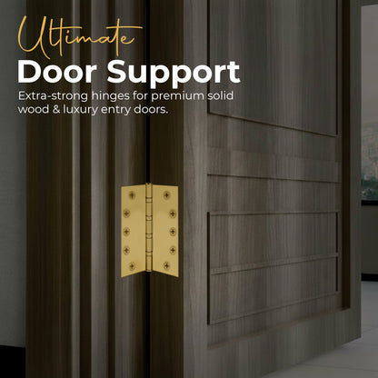 5x5 Inch Solid Brass Ball Bearing Entrance Door Hinge - Satin Brass (Super Heavy Duty 5MM).
