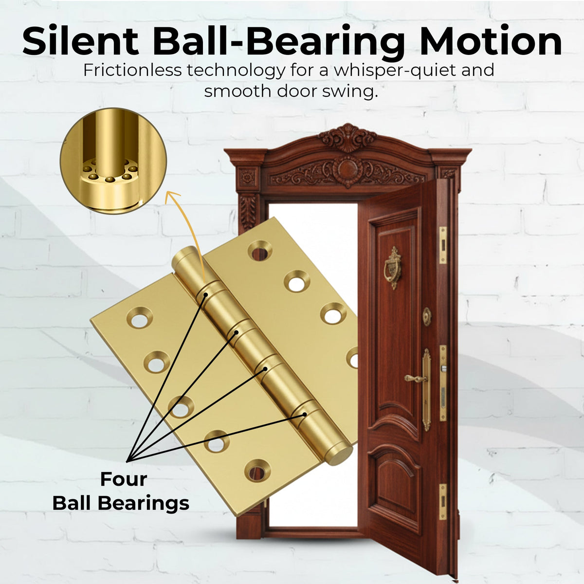 5x5 Inch Solid Brass Ball Bearing Entrance Door Hinge - Satin Brass (Super Heavy Duty 5MM).