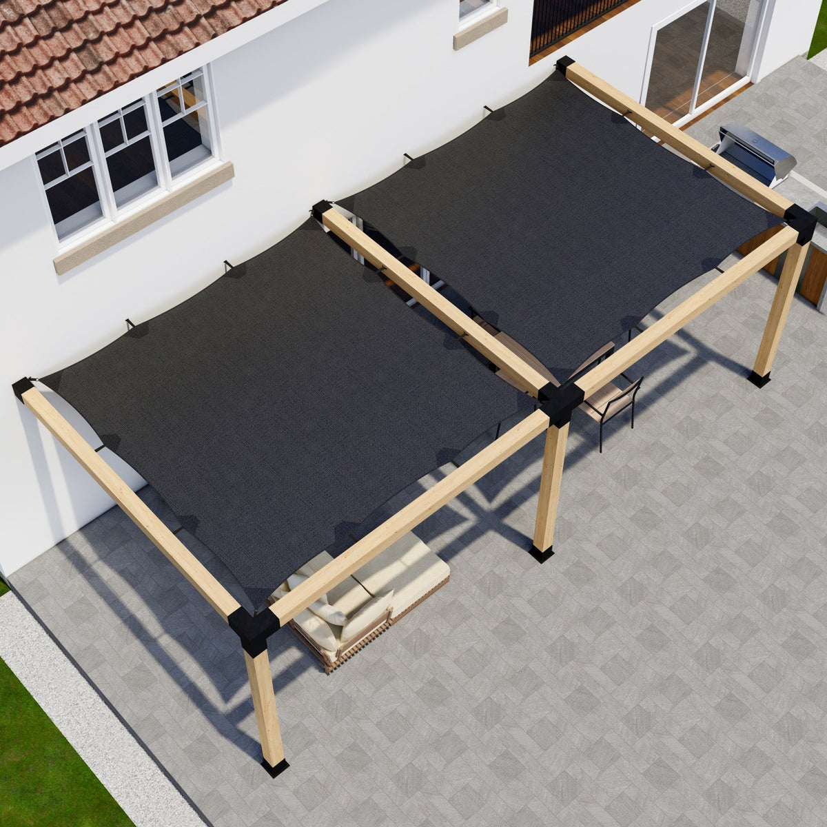 DIY Pergola Kit for an Attached Pergola With Canopies - Any Size Up to 24' x 12'.