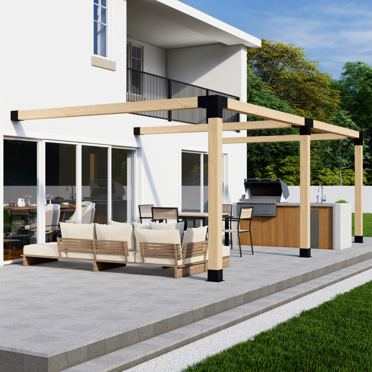 DIY Pergola Bracket Kit for an Attached Pergola Frame - Any Size Up to 24' x 12'.