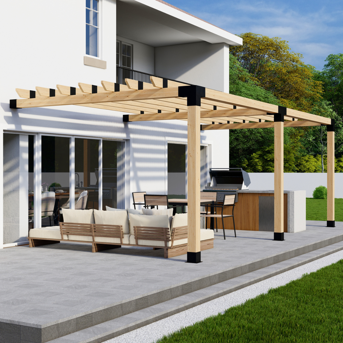 DIY Pergola Bracket Kit for an Attached Pergola With Roof Rafters - Any Size Up to 24' x 12'.