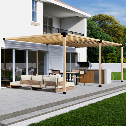 DIY Pergola Bracket Kit for an Attached Pergola With Slatted Roof - Any Size Up to 24' x 12'.