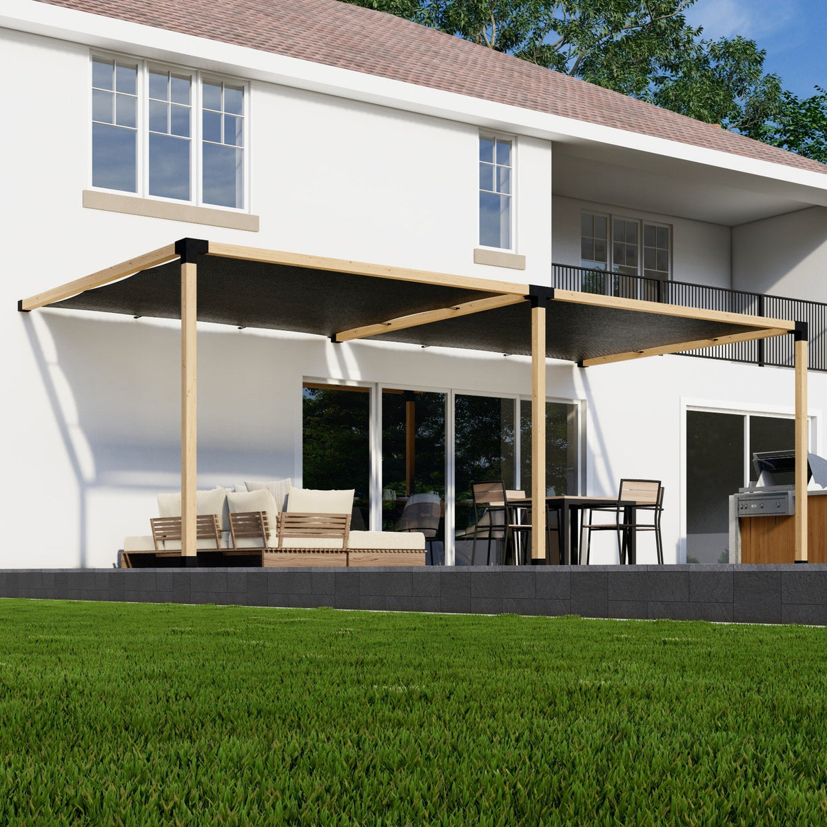 DIY Pergola Kit for an Attached Pergola With Canopies - Any Size Up to 24' x 12'.
