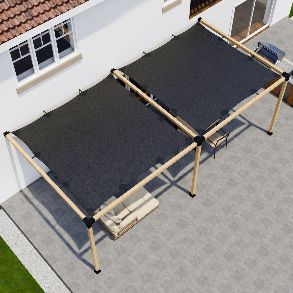 DIY Pergola Kit for an Attached Pergola With Canopies - Any Size Up to 24' x 12'.