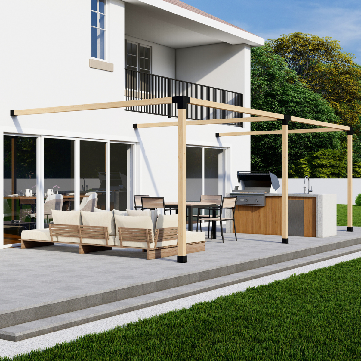 DIY Pergola Bracket Kit for an Attached Pergola Frame - Any Size Up to 24' x 12'.