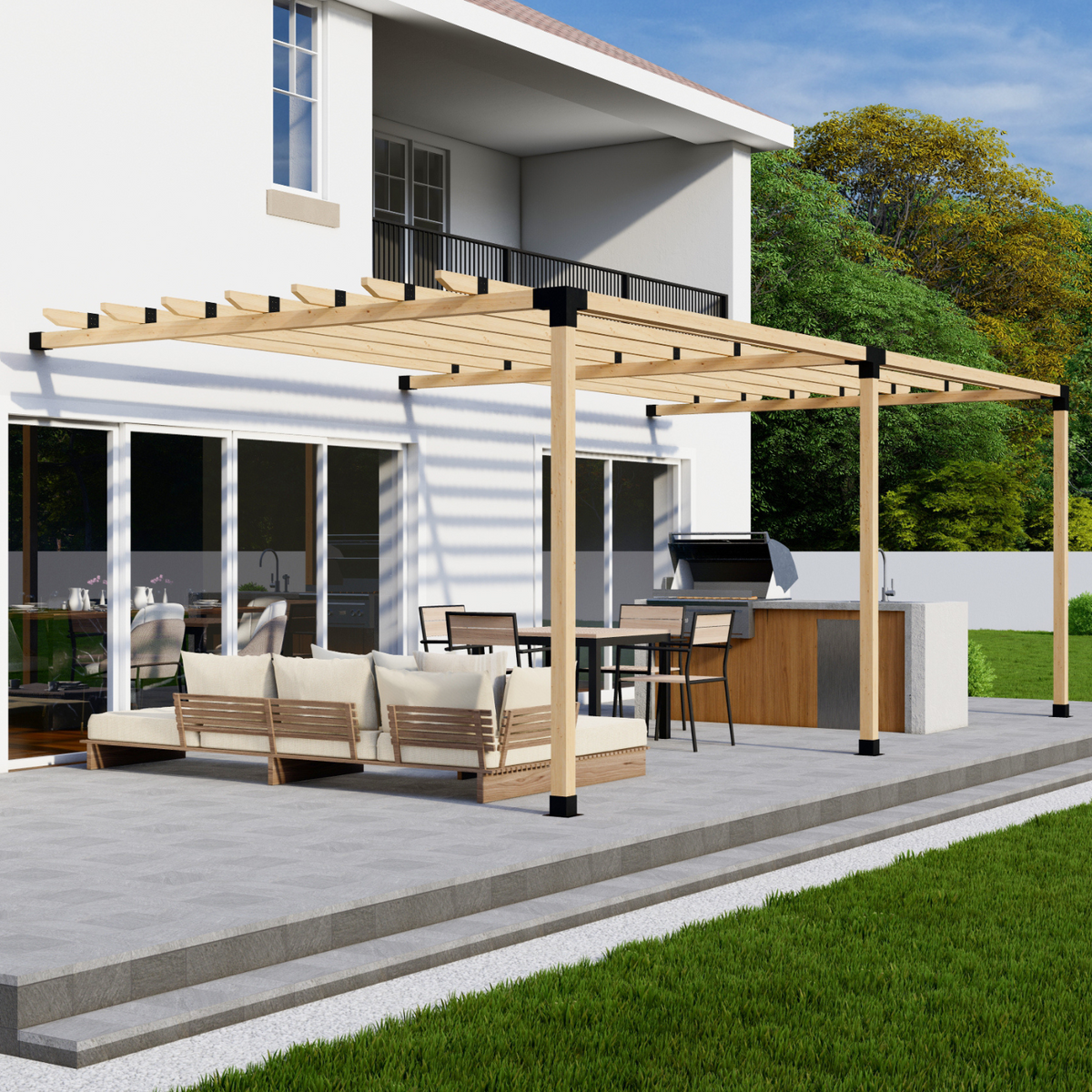 DIY Pergola Bracket Kit for an Attached Pergola With Roof Rafters - Any Size Up to 24' x 12'.