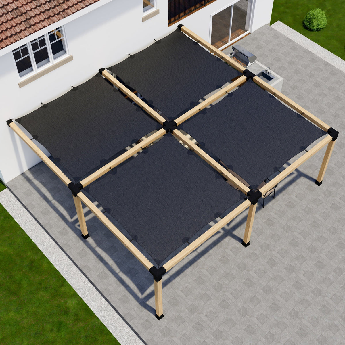 DIY Pergola Kit for an Attached Pergola With Canopies - Any Size Up to 24' x 24'.