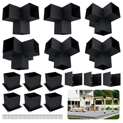 DIY Pergola Bracket Kit for an Attached Pergola Frame - Any Size Up to 24' x 24'.