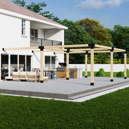 DIY Pergola Bracket Kit for an Attached Pergola Frame - Any Size Up to 24' x 24'.
