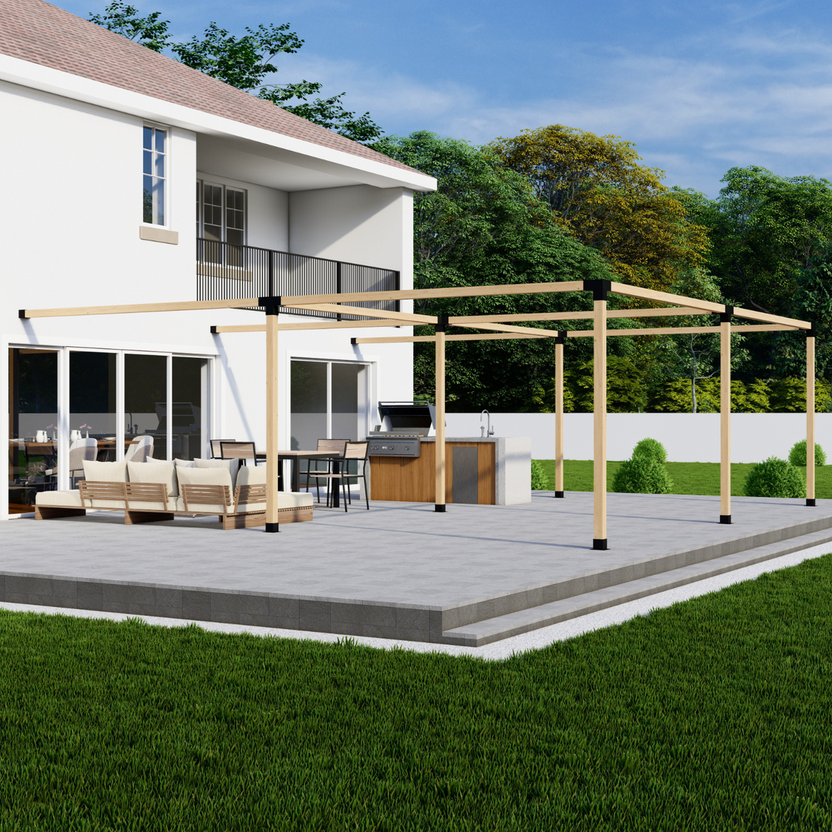 DIY Pergola Bracket Kit for an Attached Pergola Frame - Any Size Up to 24' x 24'.