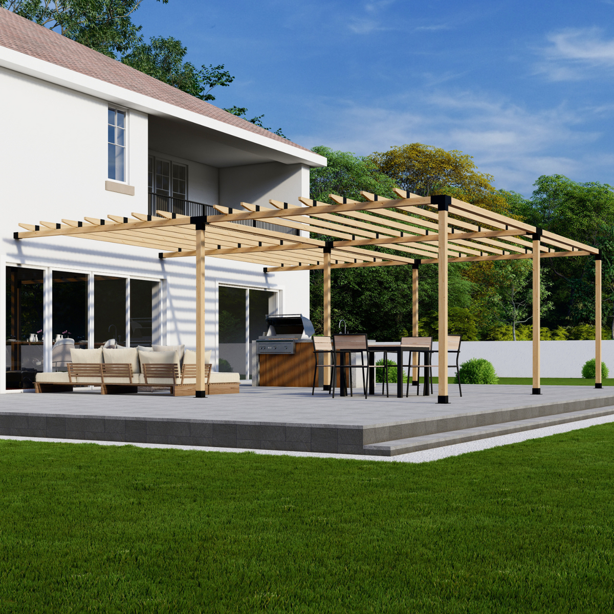 DIY Pergola Bracket Kit for an Attached Pergola With Roof Rafters - Any Size Up to 24' x 24'.