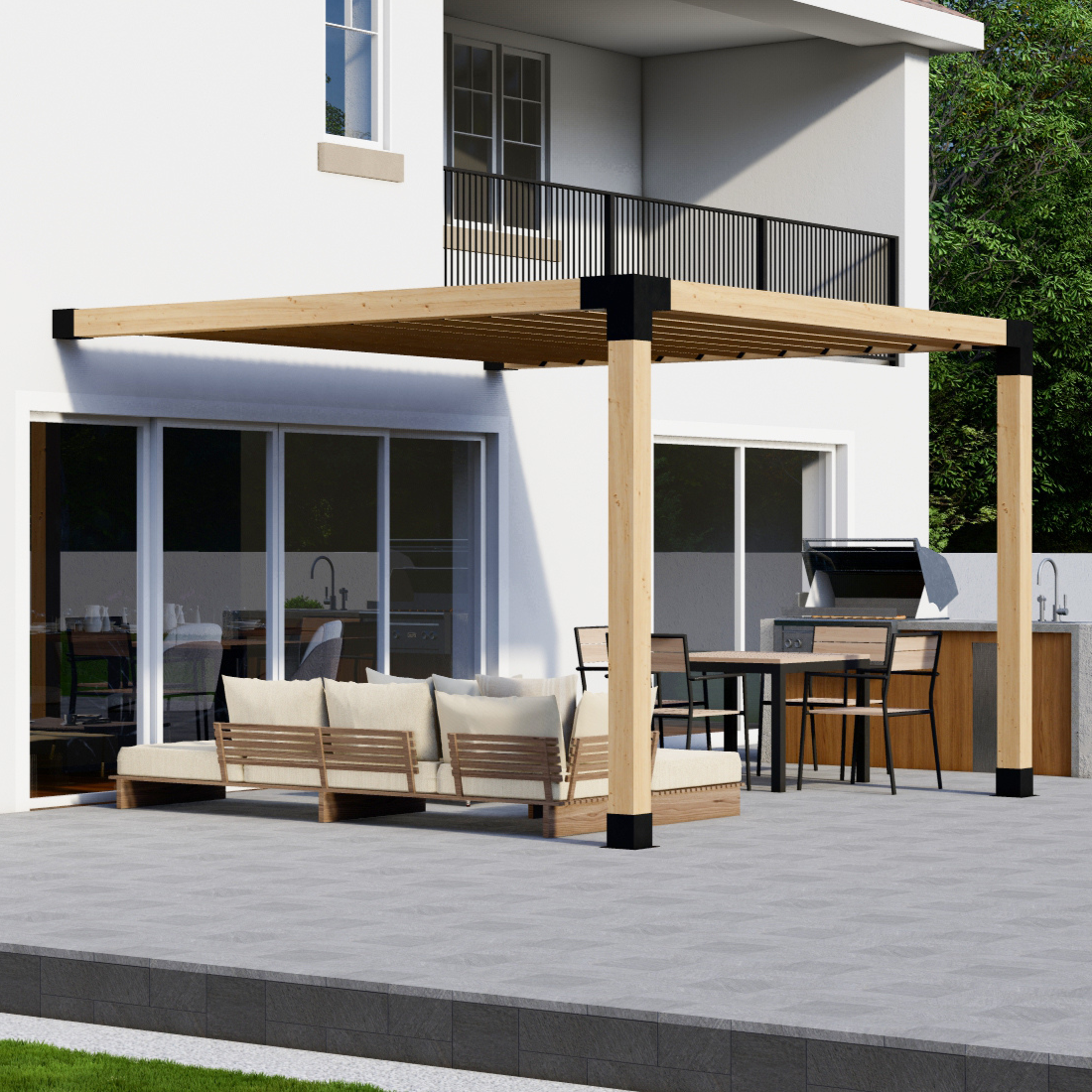 DIY Pergola Bracket Kit for an Attached Pergola With Slatted Roof - Any Size Up to 12' x 12'.