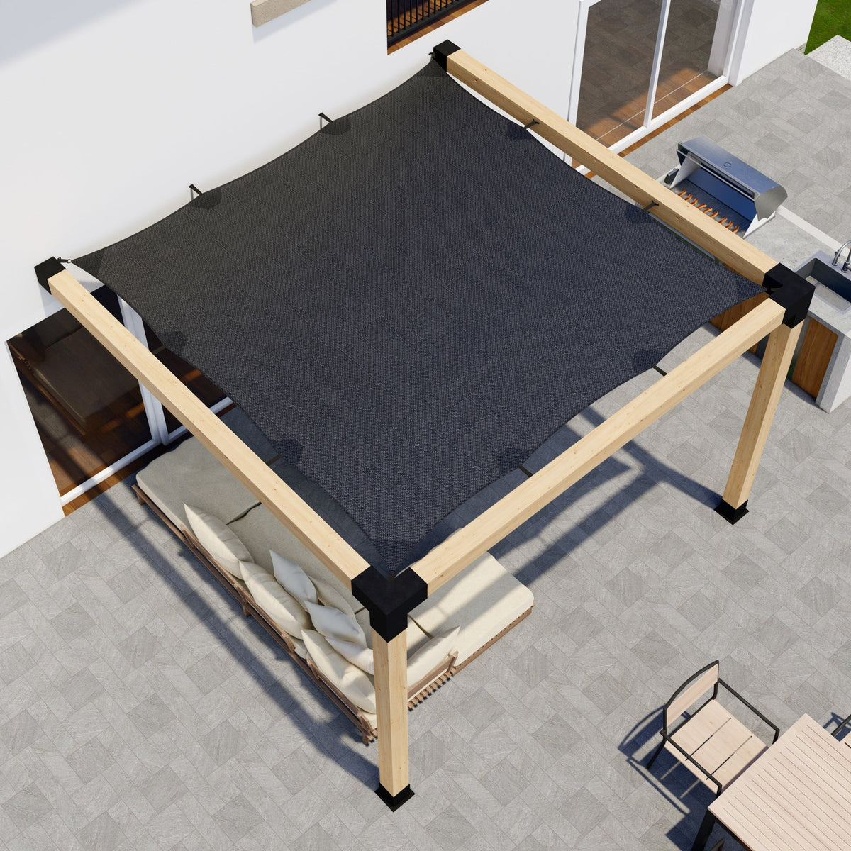 DIY Pergola Kit for an Attached Pergola With Canopy - Any Size Up to 12' x 12'.